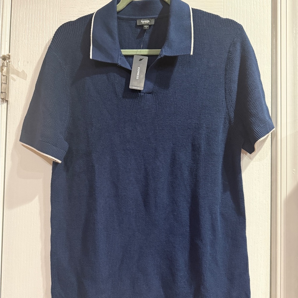 Express Navy Polo with White Accents